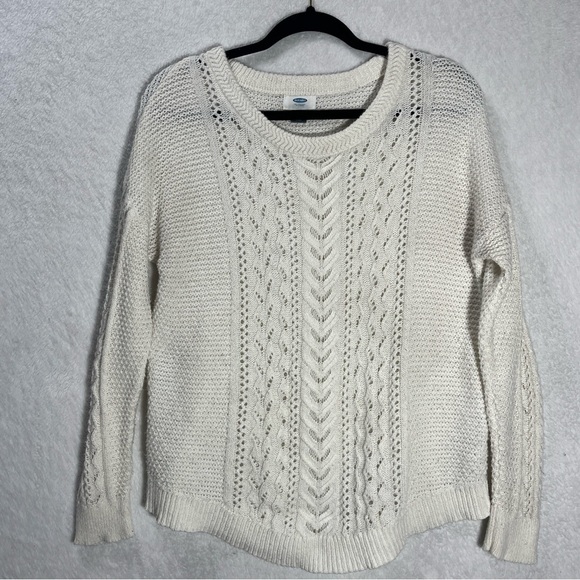 Old Navy Sweaters - Old Navy Women's Cable Knit Sweater Cotton Blend Lightweight Cream Size Medium